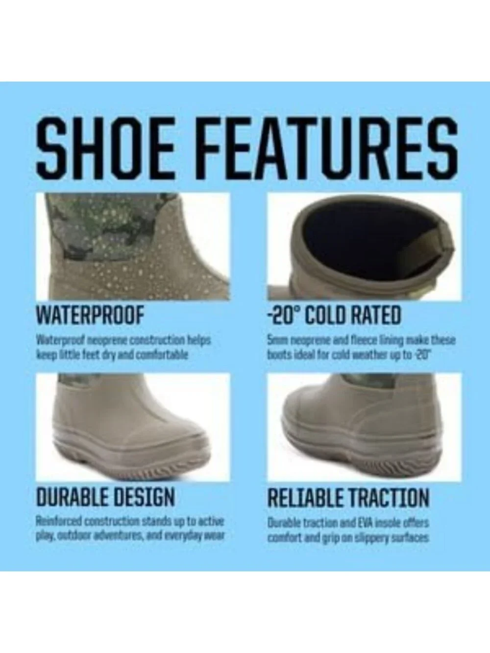 Lightweight Waterproof Neoprene Outdoor Boots for Kids - Rain, Mud, Snow Ready!